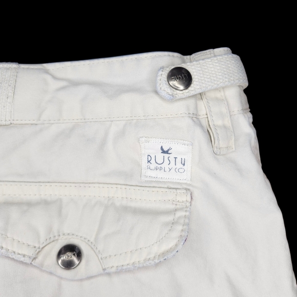 RUSTY SUPPLY CO. Cream Cargo Shorts - 12 - Picture 5 of 7
